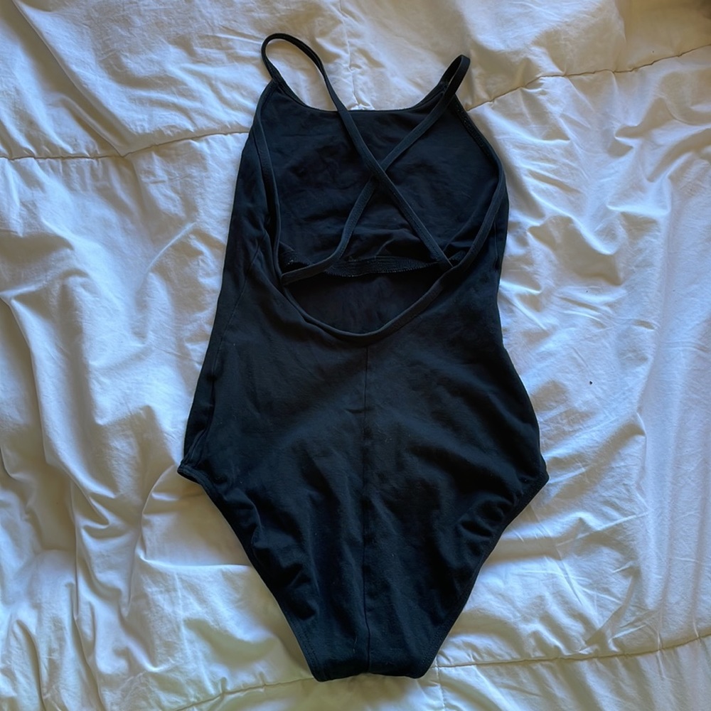 natalie dance wear crossback black ballet leotard. size “petite” CH L -adult M